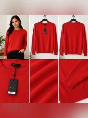 Massimo Dutti Bright Red Crewneck Sweater